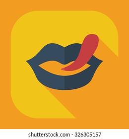 Flat modern design with shadow icons lips
