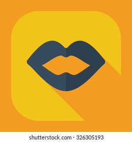 Flat modern design with shadow icons lips