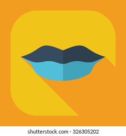 Flat modern design with shadow icons lips