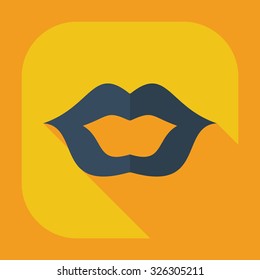 Flat modern design with shadow icons lips