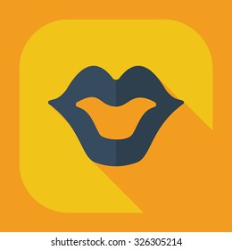 Flat modern design with shadow icons lips