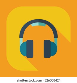 Flat modern design with shadow icons headphones