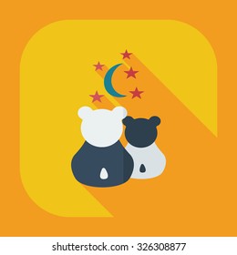 Flat modern design with shadow icons panda love