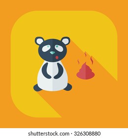 Flat modern design with shadow icons panda turd