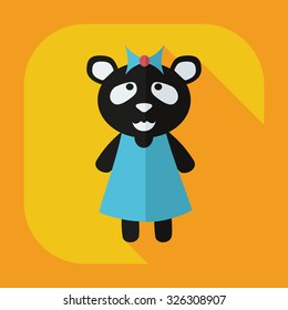 Flat modern design with shadow icons panda girl