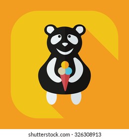 Flat modern design with shadow icons panda eating