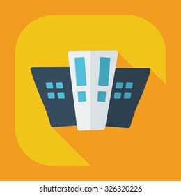 Flat modern design with shadow icons building