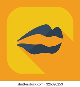 Flat modern design with shadow icons lips