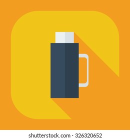 Flat modern design with shadow icons thermos