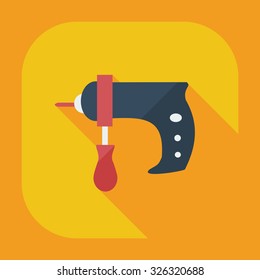 Flat modern design with shadow icons drill