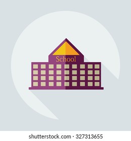 Flat modern design with shadow icons school building