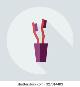Flat modern design with shadow icons toothbrush