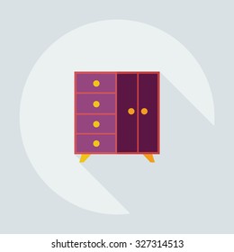 Flat modern design with shadow icons chest of drawers