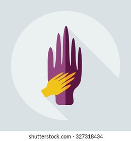 Flat modern design with shadow icons arm in arm