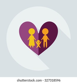 Flat modern design with shadow icons loving family