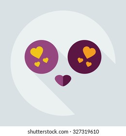 Flat modern design with shadow icons smiley in love