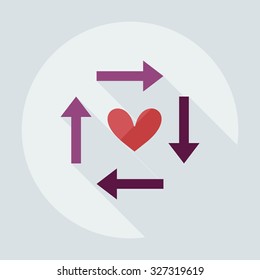Flat modern design with shadow icons sign of love