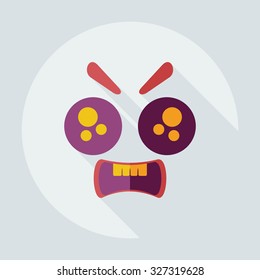 Flat modern design with shadow icons evil smiley