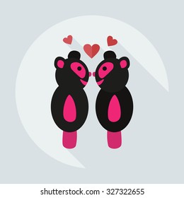 Flat modern design with shadow icons panda love