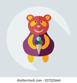 Flat modern design with shadow icons panda eating