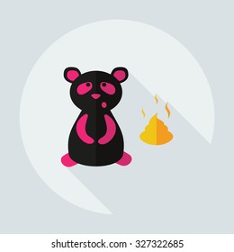 Flat modern design with shadow icons panda turd