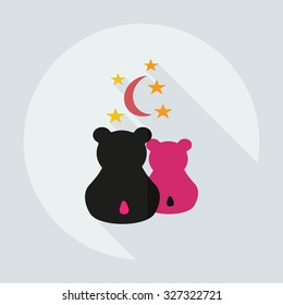 Flat modern design with shadow icons panda love