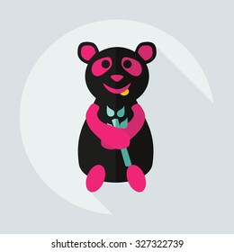 Flat modern design with shadow icons panda eating