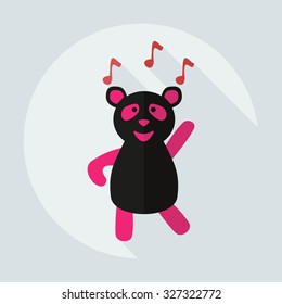 Flat modern design with shadow icons panda dance