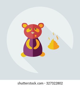Flat modern design with shadow icons panda turd