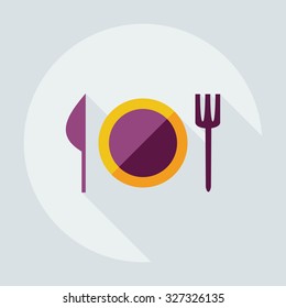 Flat modern design with shadow icons dishes