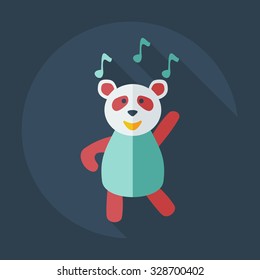 Flat modern design with shadow icons panda dances