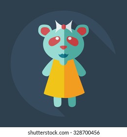 Flat modern design with shadow icons panda girl