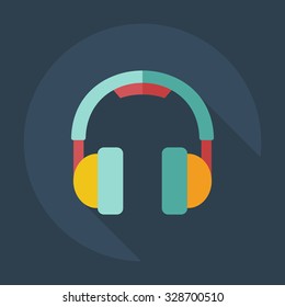 Flat modern design with shadow icons headphones