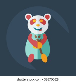 Flat modern design with shadow icons panda eating