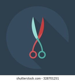 Flat modern design with shadow icons scissors