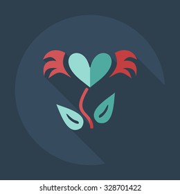 Flat modern design with shadow icons love tree