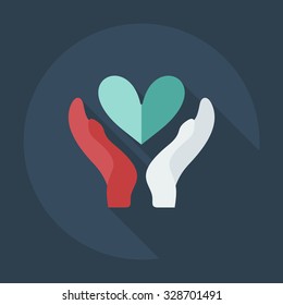 Flat modern design with shadow icons cherish the love