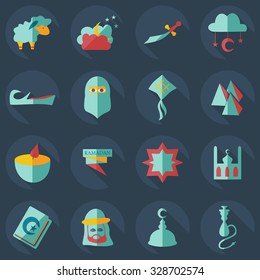 Flat modern design with shadow icons Ramadan