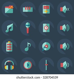 Flat modern design with shadow icons music