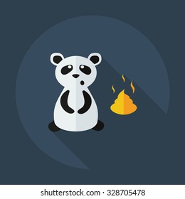 Flat modern design with shadow icons panda turd