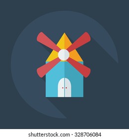 Flat modern design with shadow icons mill