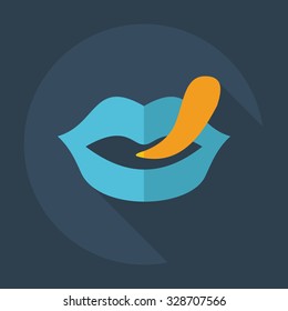 Flat modern design with shadow icons lips