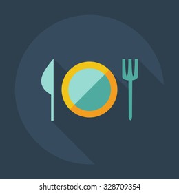 Flat modern design with shadow icons dishes
