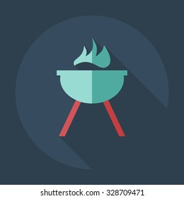 Flat modern design with shadow icons barbecue