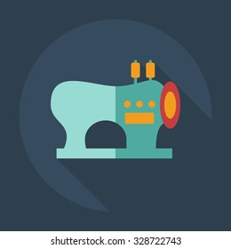 Flat modern design with shadow icons sewin machine