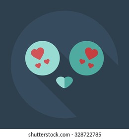 Flat modern design with shadow icons smiley in love