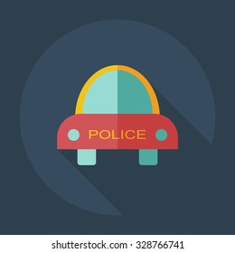 Flat modern design with shadow icons cop car