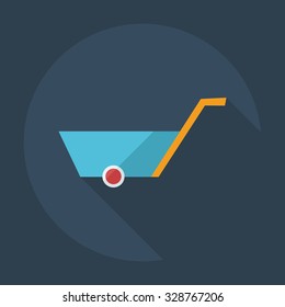 Flat modern design with shadow icons wheelbarrow