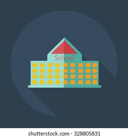 Flat modern design with shadow icons school building