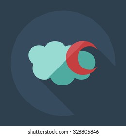 Flat modern design with shadow icons moon
